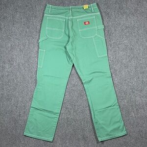 NWT Dickies Women's Size 11/30 High Waisted Carpenter Relaxed Pants Green 0694